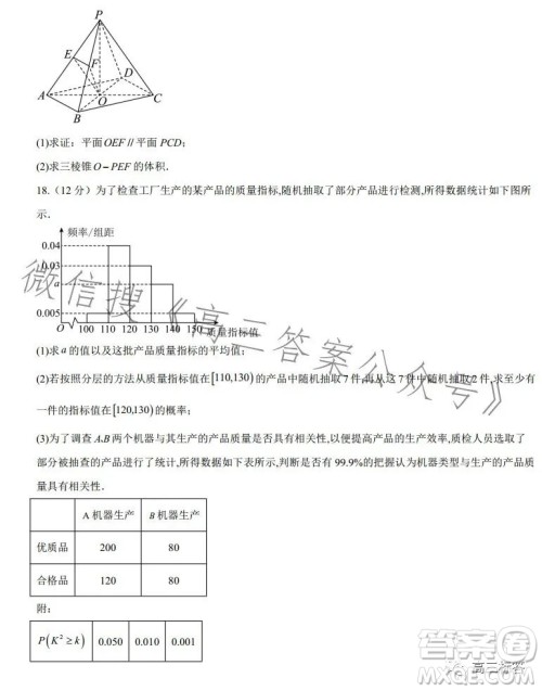 2024届新高三开学摸底考试卷全国通用文科数学试卷答案