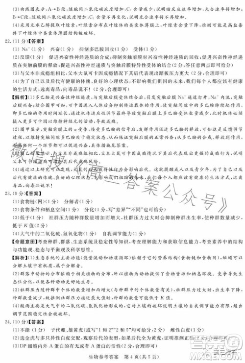 湘豫名校联考2023年8月高三秋季入学摸底考试化学试卷答案