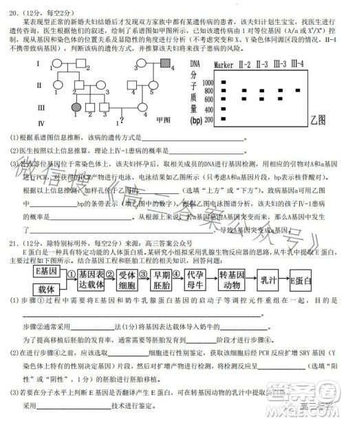 广东七校联合体2024届8月高三第一次联考生物答案