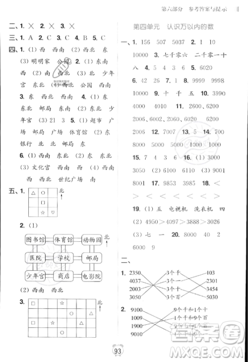 江苏凤凰美术出版社2023年超能学典暑假衔接优学练二升三年级数学江苏版答案