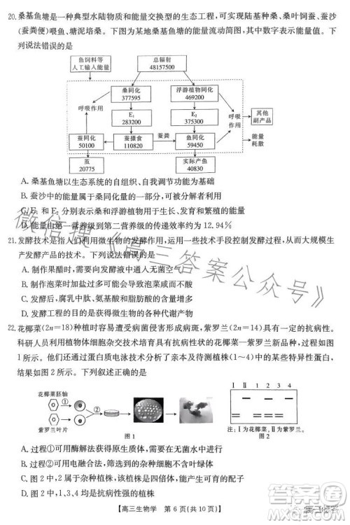 2024届河南省金太阳高三名校联考入学摸底考试生物试卷答案 2024届河南省金太阳高三名校联考入学摸底考试生物试卷答案