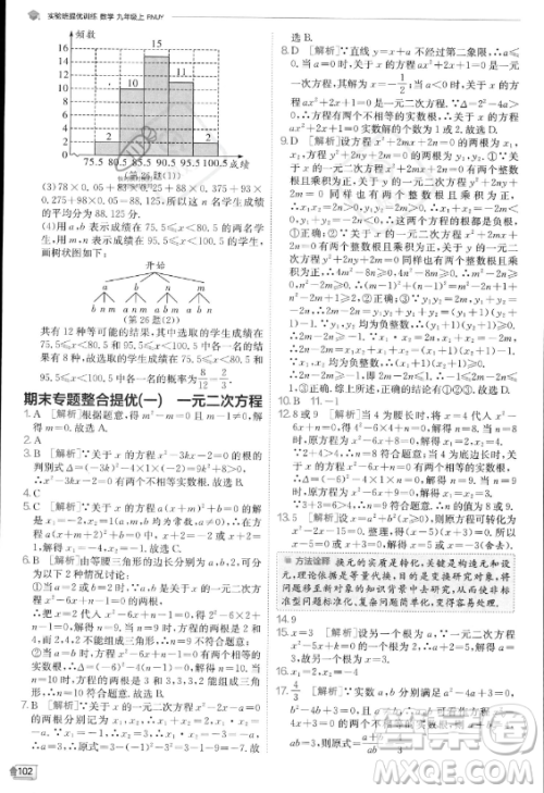 江苏人民出版社2023实验班提优训练九年级上册数学人教版答案 江苏人民出版社2023实验班提优训练九年级上册数学人教版答案