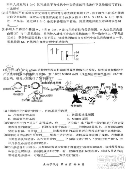 腾云联盟2023-2024学年度上学期高三年级八月联考生物试卷答案