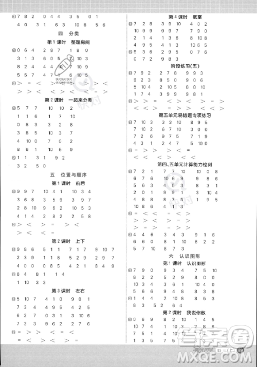 江西教育出版社2023阳光同学计算小达人一年级上册数学北师大版答案 江西教育出版社2023阳光同学计算小达人一年级上册数学北师大版答案