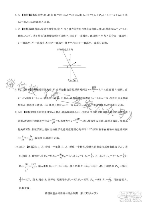 湖北省高中名校联盟2024届高三第一次联合测评物理试卷答案