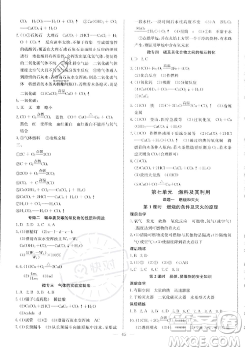 长江少年儿童出版社2023思维新观察九年级全册化学人教版答案 长江少年儿童出版社2023思维新观察九年级全册化学人教版答案