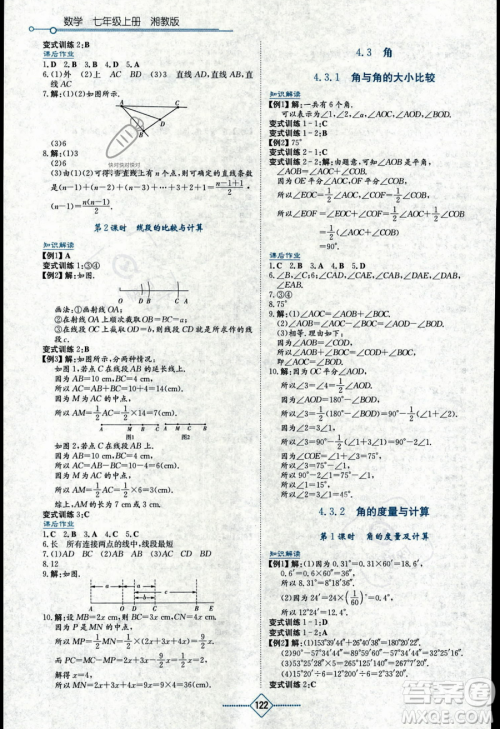 湖南教育出版社2023学法大视野七年级上册数学湘教版答案