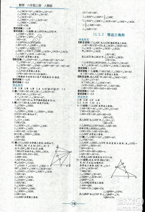 湖南教育出版社2023学法大视野八年级上册数学人教版答案