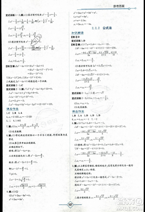 湖南教育出版社2023学法大视野九年级上册数学湘教版答案