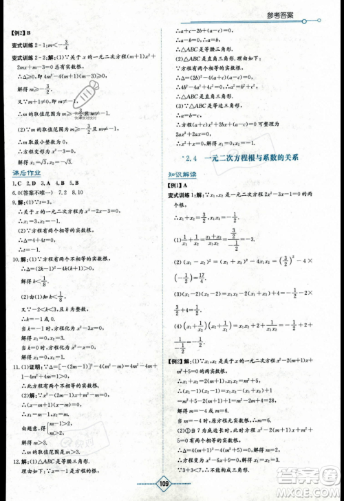 湖南教育出版社2023学法大视野九年级上册数学湘教版答案