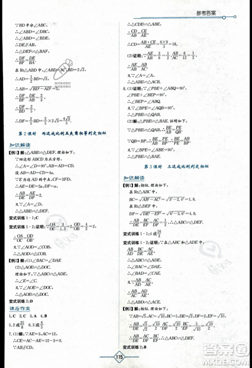 湖南教育出版社2023学法大视野九年级上册数学湘教版答案