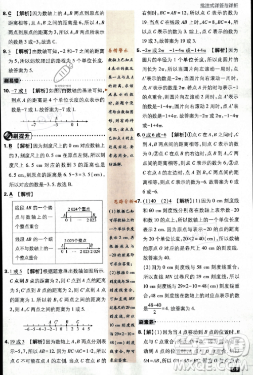 开明出版社2024届初中必刷题七年级上册数学华师版答案