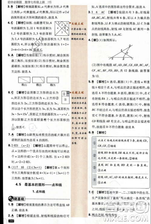 开明出版社2024届初中必刷题七年级上册数学华师版答案