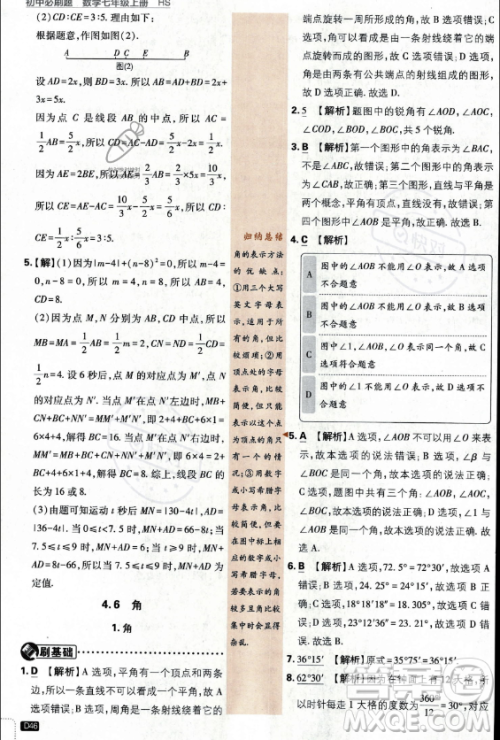 开明出版社2024届初中必刷题七年级上册数学华师版答案