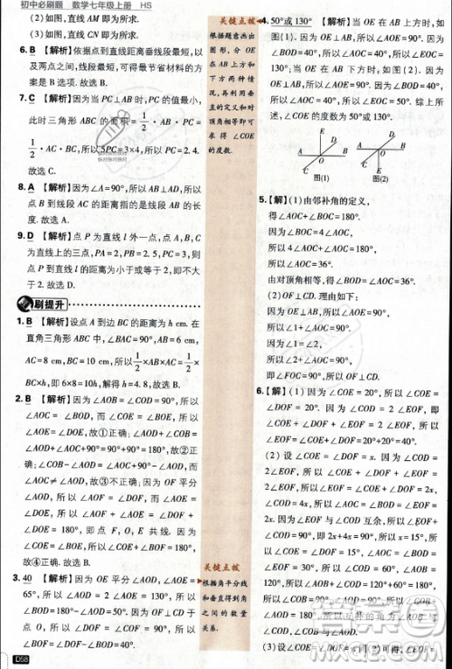 开明出版社2024届初中必刷题七年级上册数学华师版答案