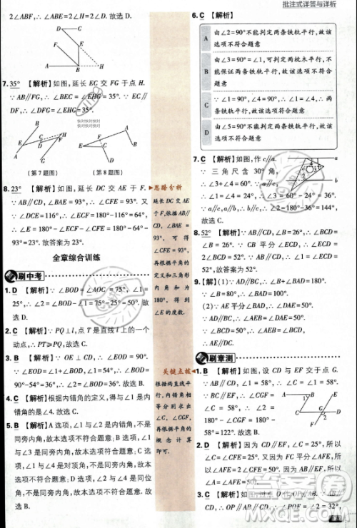 开明出版社2024届初中必刷题七年级上册数学华师版答案