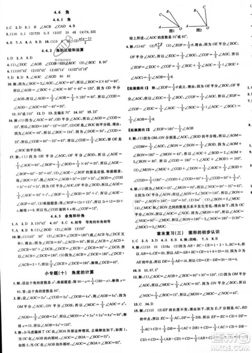 广东经济出版社2023名校课堂七年级上册数学华师版答案