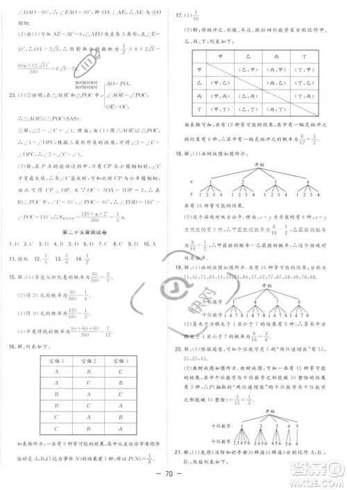 合肥工业大学出版社2023年秋季全频道课时作业九年级上册数学人教版答案