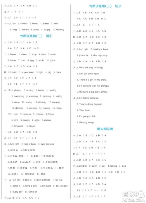 黑龙江教育出版社2023年秋季黄冈名卷四年级上册英语外研版答案