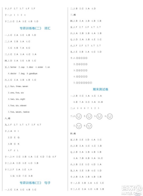 黑龙江教育出版社2023年秋季黄冈名卷三年级上册英语外研版答案