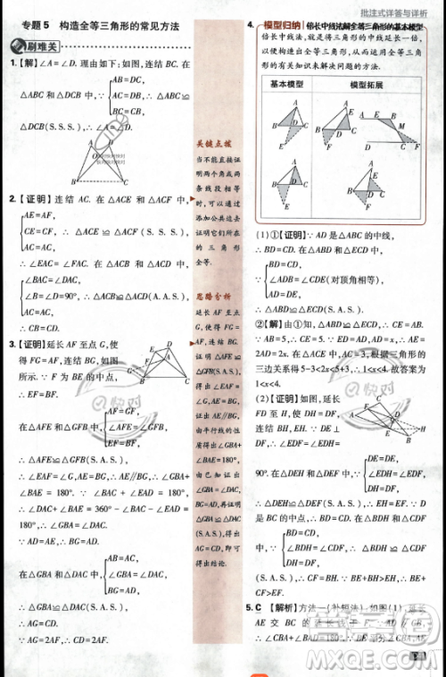 开明出版社2024届初中必刷题八年级上册数学华师版答案