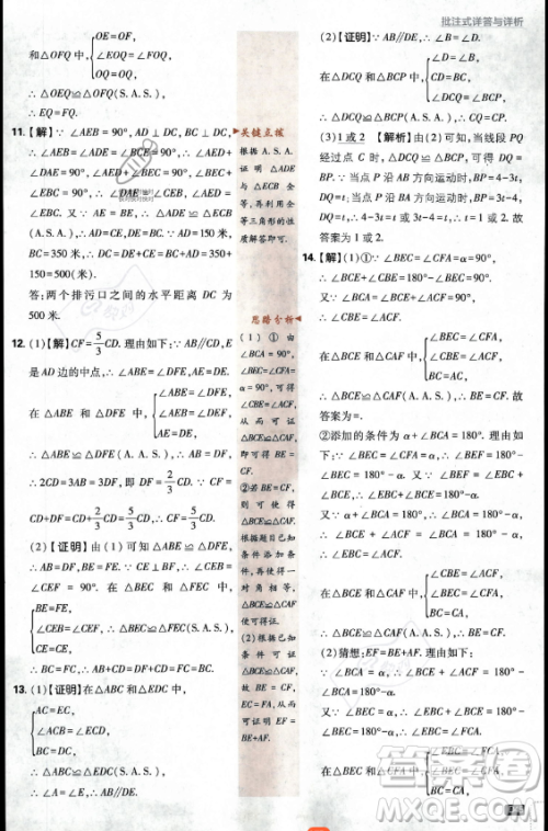 开明出版社2024届初中必刷题八年级上册数学华师版答案