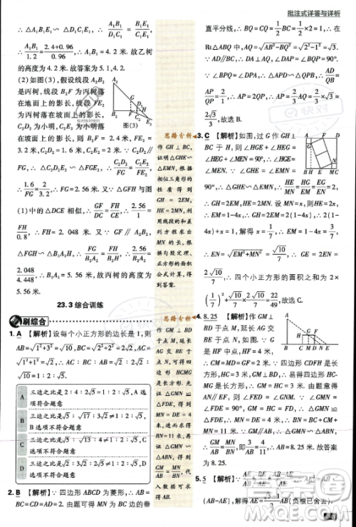 开明出版社2024届初中必刷题九年级上册数学华师版答案