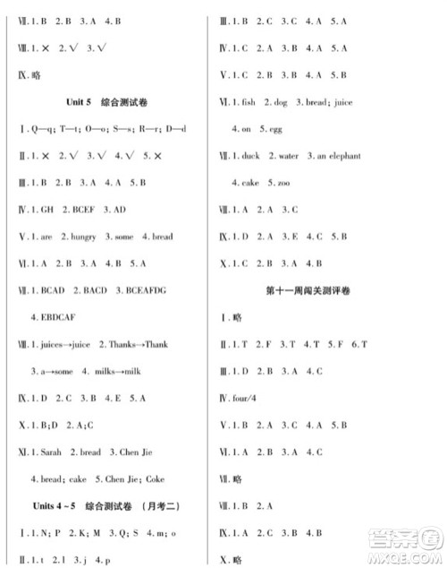 天津科学技术出版社2023年秋季状元大考卷三年级英语上册人教版参考答案 天津科学技术出版社2023年秋季状元大考卷三年级英语上册人教版参考答案