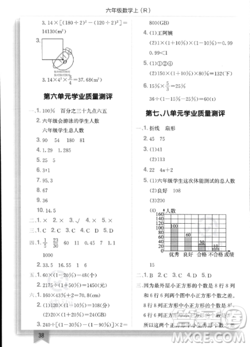 龙门书局2023年秋季黄冈小状元作业本六年级上册数学人教版答案
