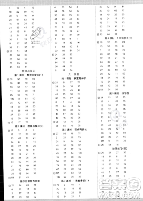 江西教育出版社2023年秋季阳光同学计算小达人二年级上册数学北师大版答案