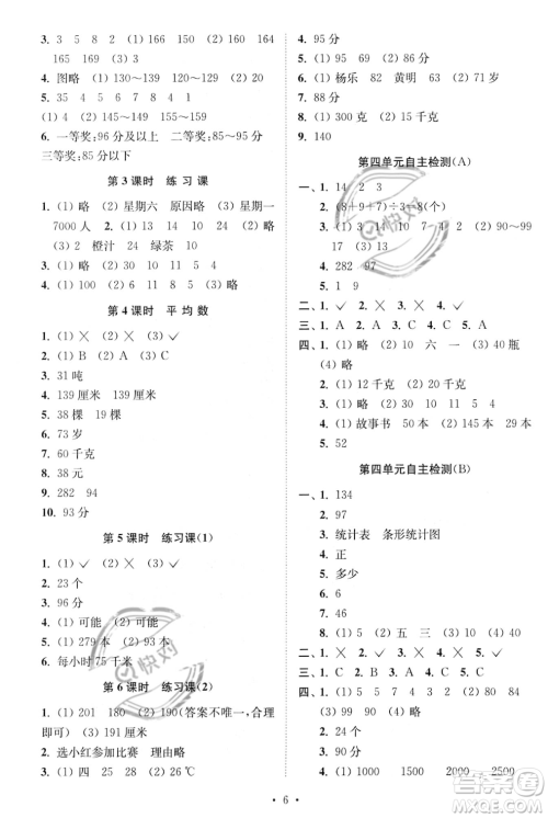 江苏凤凰美术出版社2023年秋季创新课时作业本四年级上册数学江苏版答案