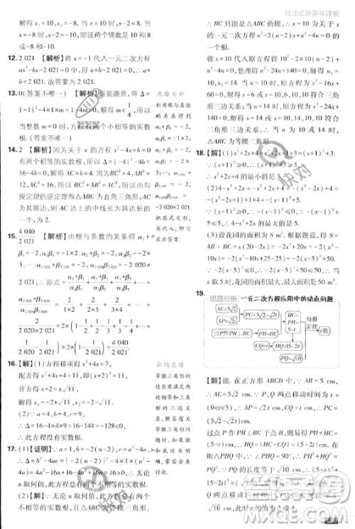 开明出版社2024届初中必刷题九年级上册数学湘教版答案