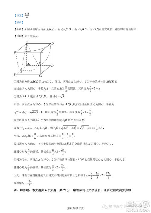 重庆市2024届高三上学期入学调研数学试题答案