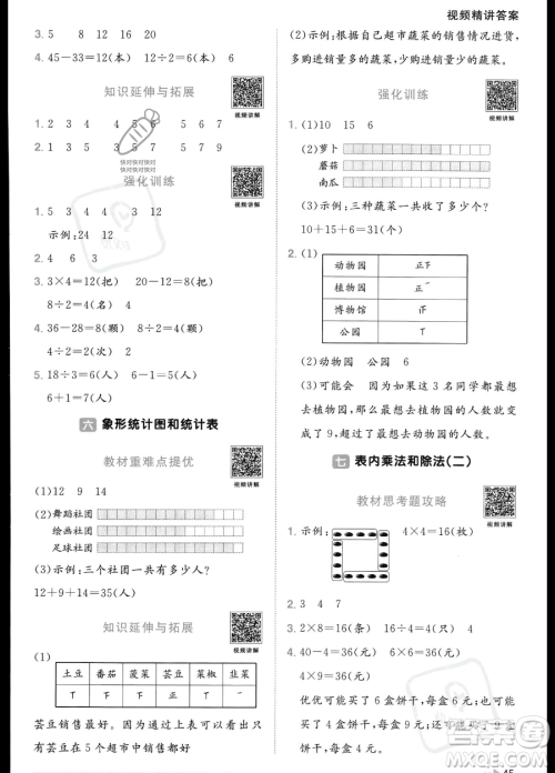 江西教育出版社2023年秋季阳光同学课时优化作业二年级上册数学冀教版答案