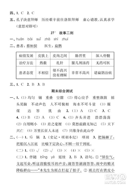 江苏凤凰教育出版社2023年秋季小学语文补充习题四年级上册人教版参考答案 江苏凤凰教育出版社2023年秋季小学语文补充习题四年级上册人教版参考答案