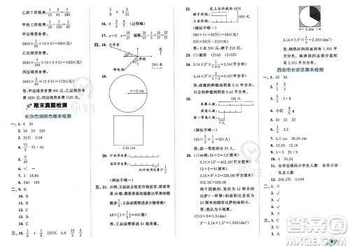 首都师范大学出版社2023年秋季53全优卷六年级上册数学人教版答案