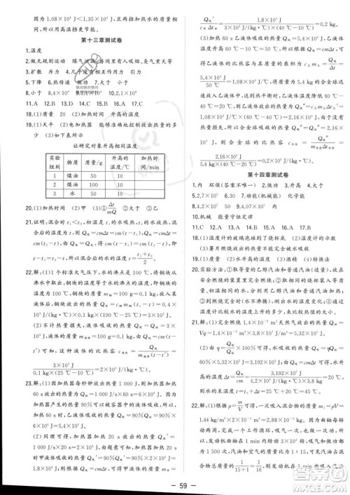 合肥工业大学出版社2023年秋季全频道课时作业九年级上册物理人教版答案