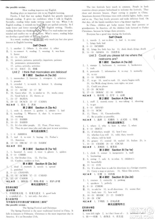 阳光出版社2023年秋季全品学练考九年级全一册英语人教版答案 阳光出版社2023年秋季全品学练考九年级全一册英语人教版答案