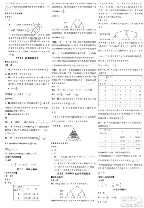 阳光出版社2023年秋季全品学练考九年级上册数学华师版答案