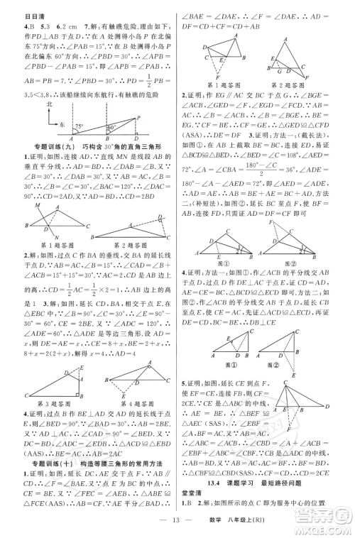 新疆青少年出版社2023年秋季四清导航八年级上册数学人教版河南专版答案 新疆青少年出版社2023年秋季四清导航八年级上册数学人教版河南专版答案