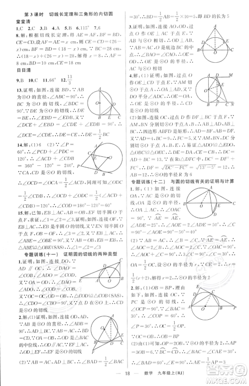 新疆青少年出版社2023年秋季四清导航九年级上册数学人教版河南专版答案