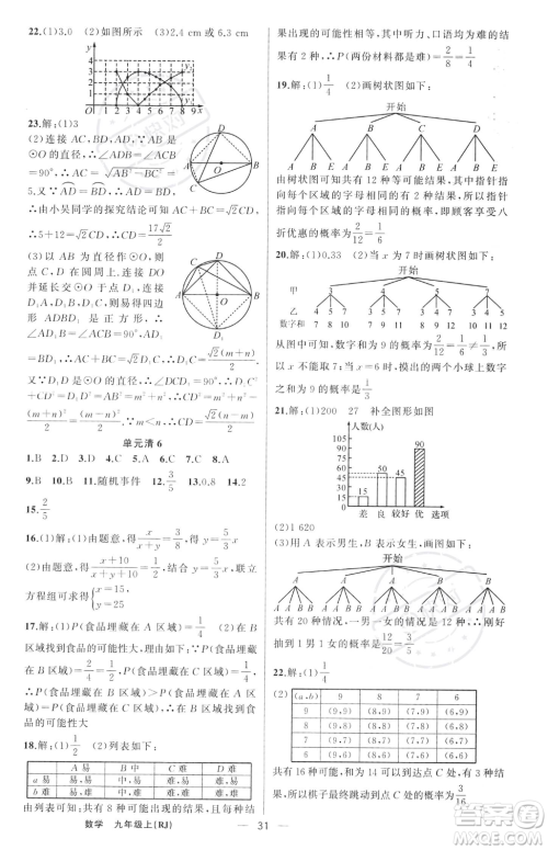 新疆青少年出版社2023年秋季四清导航九年级上册数学人教版河南专版答案