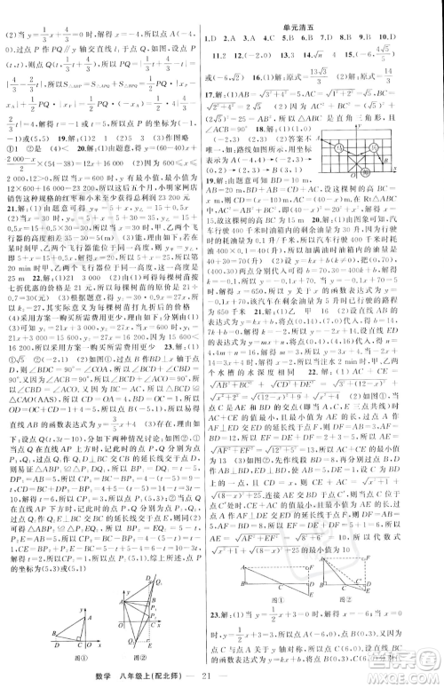 新疆青少年出版社2023年秋季四清导航八年级上册数学北师大版答案