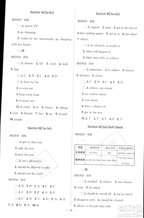 人民教育出版社2023年秋季人教金学典同步解析与测评九年级全一册英语人教版答案