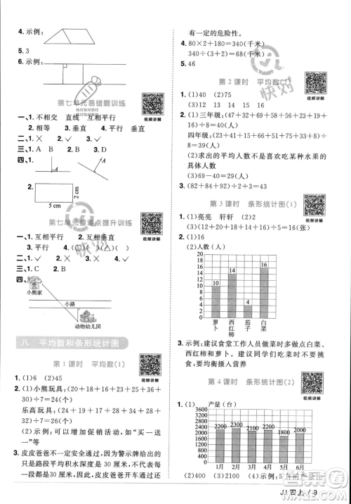 江西教育出版社2023年秋季阳光同学课时优化作业四年级上册数学冀教版答案