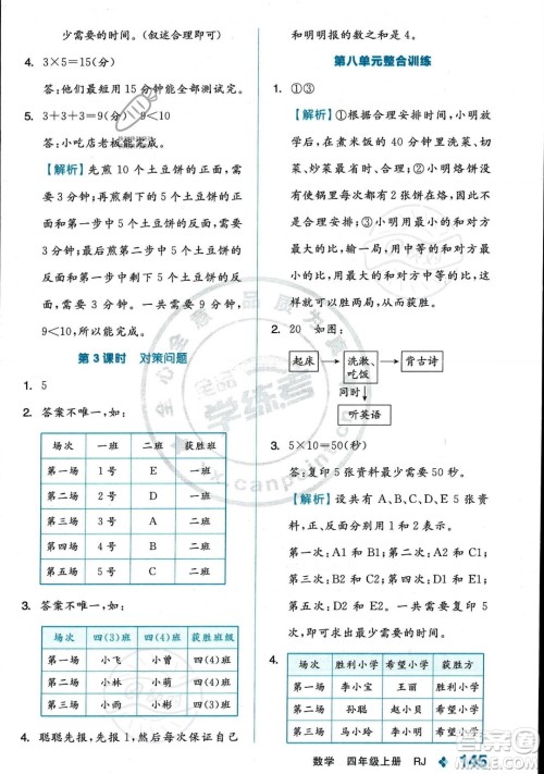 开明出版社2023年秋季全品学练考四年级上册数学人教版答案 开明出版社2023年秋季全品学练考四年级上册数学人教版答案