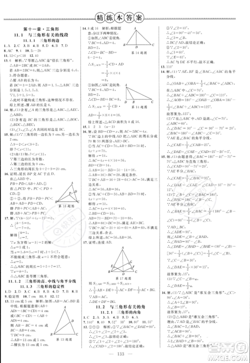 延边大学出版社2023年秋季细解巧练八年级上册数学人教版答案