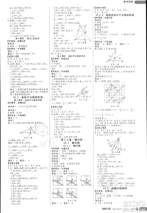 延边大学出版社2023年秋季细解巧练八年级上册数学人教版答案