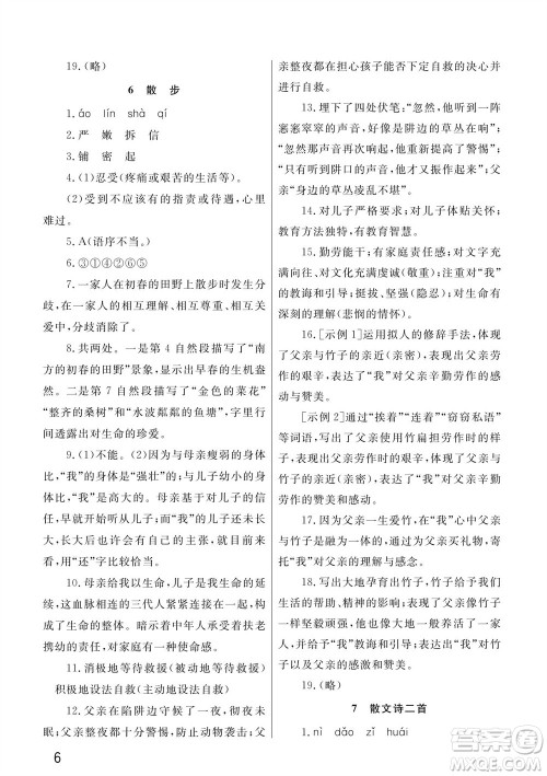 武汉出版社2023年秋智慧学习天天向上课堂作业七年级语文上册人教版参考答案 武汉出版社2023年秋智慧学习天天向上课堂作业七年级语文上册人教版参考答案