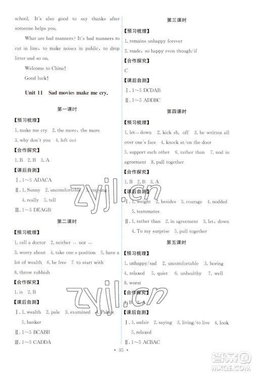 人民教育出版社2023年秋能力培养与测试九年级全一册英语人教版答案